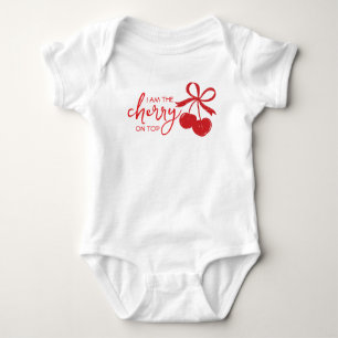 Cherry auf der Niedlichen Bow Hand Drawn Baby Girl Baby Strampler