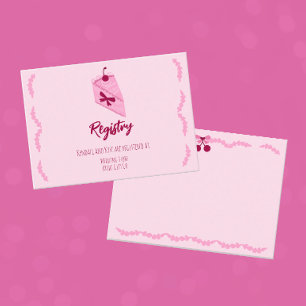 Cherry auf der obersten rosa Ruffle-Brautparty-Reg Begleitkarte