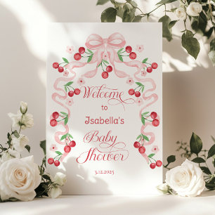 Cherry auf der Pink Bow Baby Dusche Begrüßung Poster