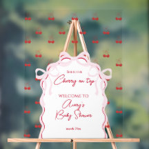 Cherry auf der rosa Bow Red Baby Girl Dusche