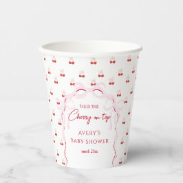 Cherry auf der rosa Bow Red Baby Girl Dusche Pappbecher