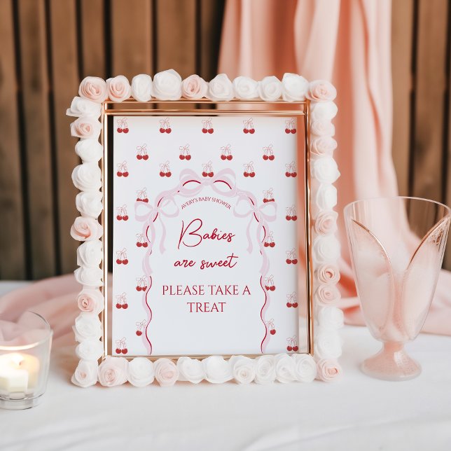 Cherry auf der rosa Bow Red Baby Girl Dusche Poster (Von Creator hochgeladen)