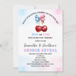 Cherry auf der Rosa- oder Blauen-Genderdarstellung Einladung