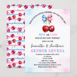Cherry auf der Rosa- oder Blauen-Genderdarstellung Einladung