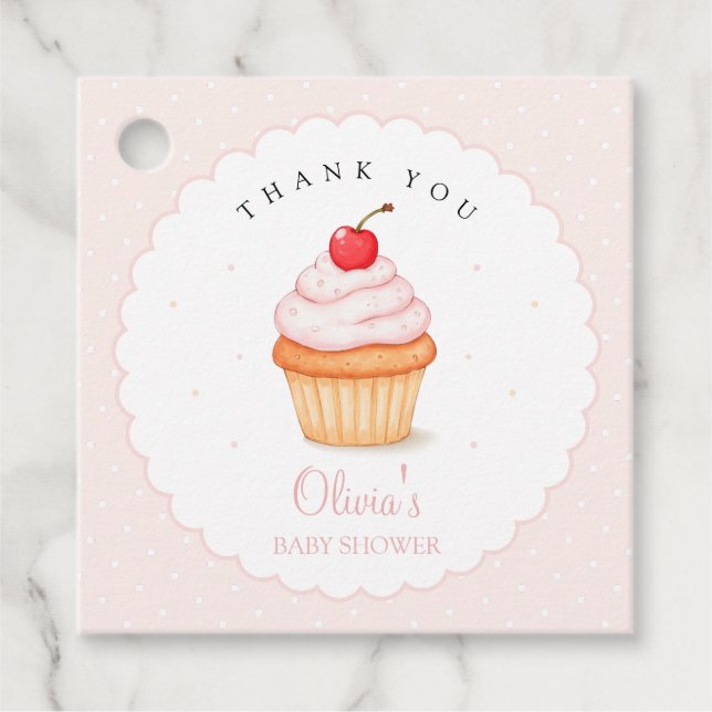 Cherry auf der Top Baby Dusche Geschenkanhänger (Vorderseite)
