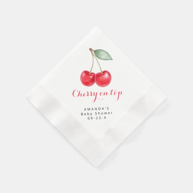 Cherry auf der Top Baby Dusche Napkin Serviette (Ecke)