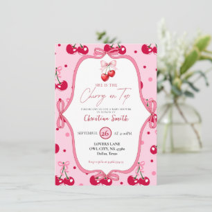 Cherry auf der Top Baby Dusche rosa Blossom Band Einladung