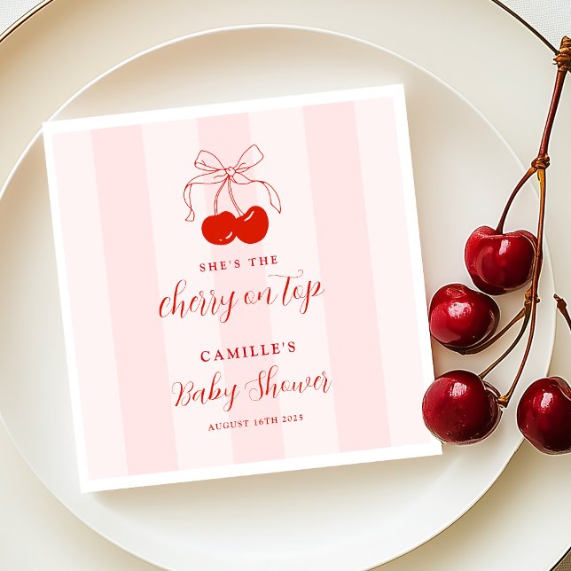 Cherry auf der Top Baby Dusche Serviette (Von Creator hochgeladen)