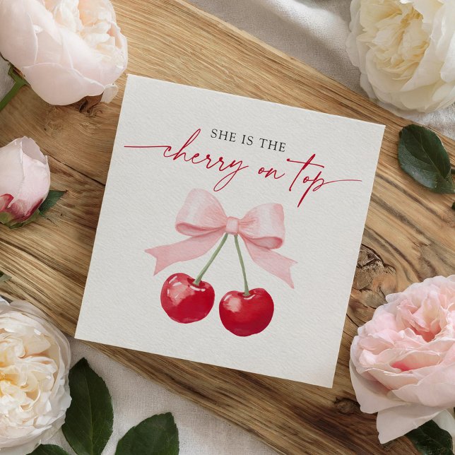 Cherry auf der Top Baby Dusche Serviette (Von Creator hochgeladen)