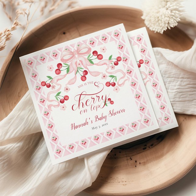 Cherry auf der Top Baby Dusche Serviette (Von Creator hochgeladen)