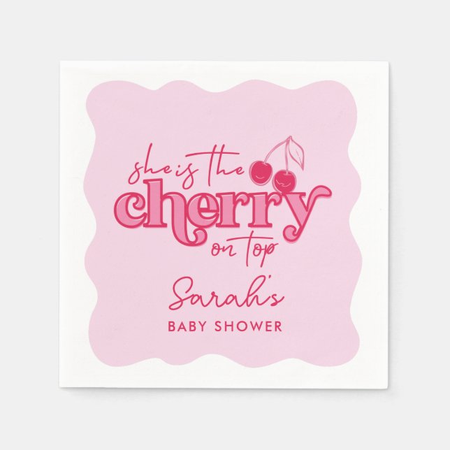 Cherry auf der Top Baby Shower Napkins Serviette (Vorderseite)