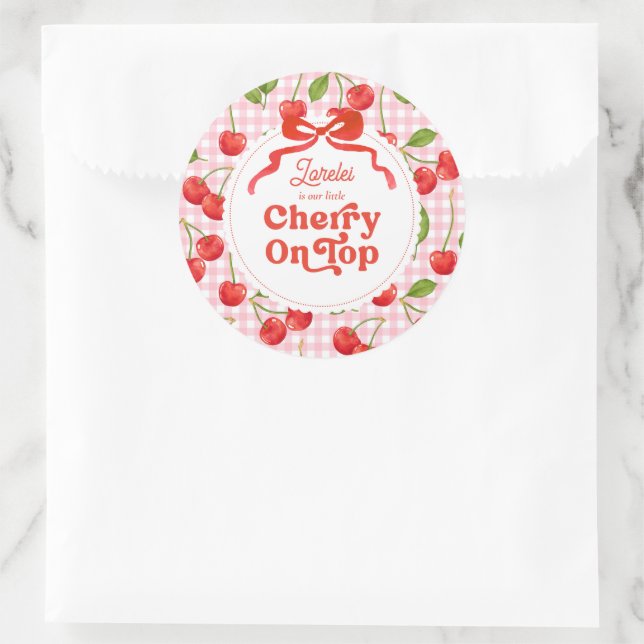 Cherry auf der Top Birthday-Aufkleber Runder Aufkleber (Tasche)