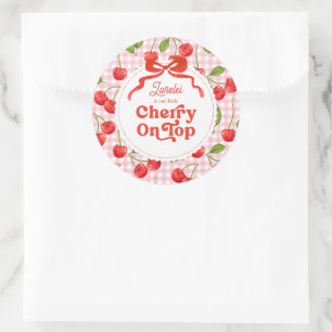 Cherry auf der Top Birthday-Aufkleber Runder Aufkleber