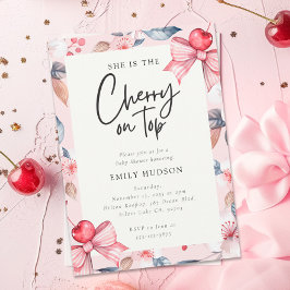 Cherry auf der Top Pink Bow Coquette Babydusche Einladung