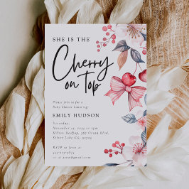 Cherry auf der Top Pink Bow Coquette Babydusche Einladung