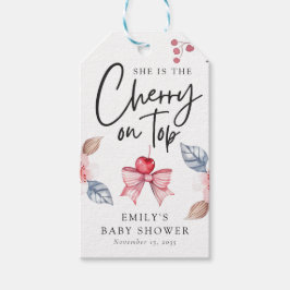 Cherry auf der Top Pink Bow Coquette Babydusche Geschenkanhänger