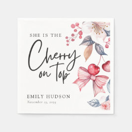 Cherry auf der Top Pink Bow Coquette Babydusche Serviette