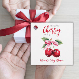Cherry auf der Top Pink Bow Girl Baby Dusche Geschenkanhänger