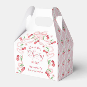 Cherry auf der Top rosa Bow Baby Dusche Geschenkschachtel