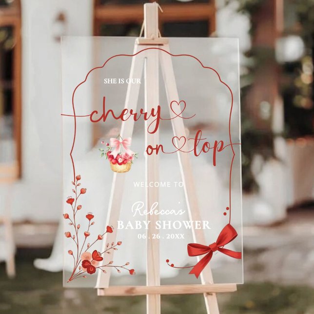 Cherry auf Top Baby Dusche Begrüßungszeichen Acrylschild (Von Creator hochgeladen)