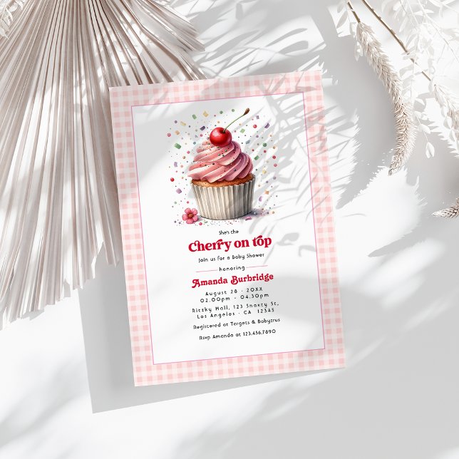 Cherry auf Top Baby Dusche Einladung (Cherry On Top Baby Shower Invitation)