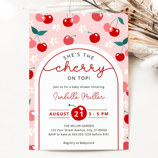 Cherry auf Top Baby Dusche Einladung (Cherry on Top Baby Shower Invitation)