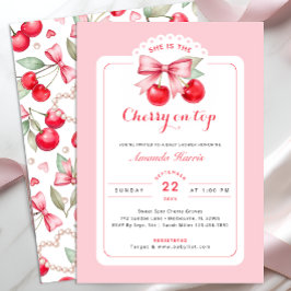 Cherry auf Top Baby Dusche Einladung Pink Cherries