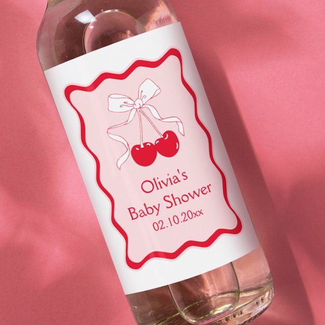 Cherry auf Top Baby Dusche Mini Champagne Weinetikett (Von Creator hochgeladen)