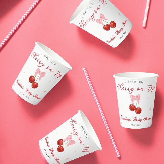 Cherry auf Top Baby Dusche Pappbecher (Von Creator hochgeladen)
