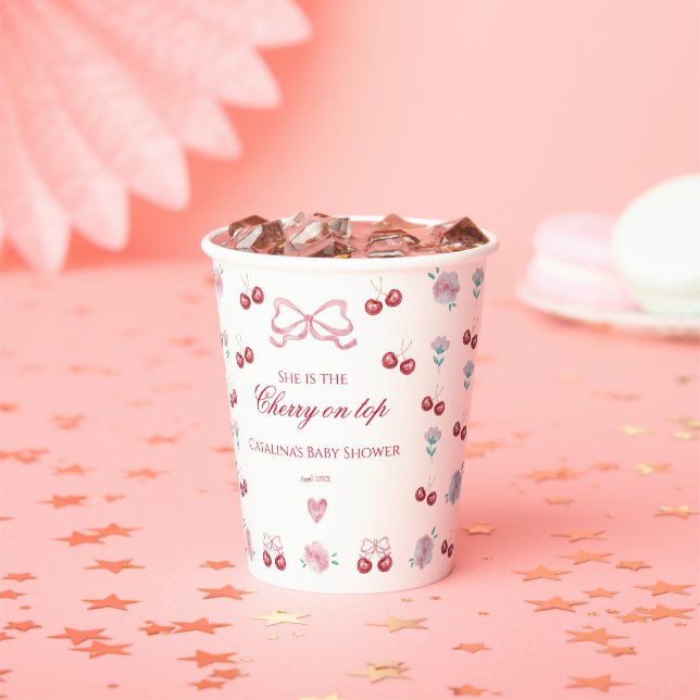 Cherry auf Top Blush Delight Baby Dusche Pappbecher (Insitu)