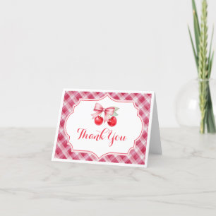 Cherry auf Top Dankeschön Karte mit Gingham Border