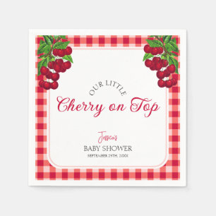 Cherry auf Top Fall Gingham Kariert Baby Shower Serviette