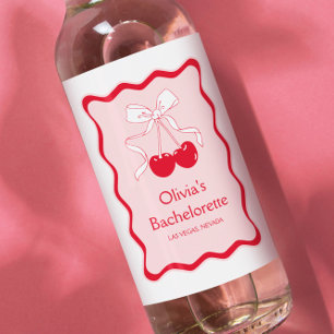 Cherry auf Top Junggeselinnen-Abschied Mini Champa Weinetikett