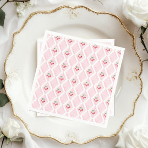 Cherry auf Top Pink Wasserfarbe Coquette Babydusch Serviette