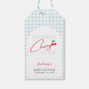 Cherry auf Top Tartan Kariert Baby Dusche Geschenkanhänger