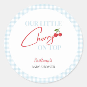 Cherry auf Top Tartan Kariert Baby Dusche Runder Aufkleber