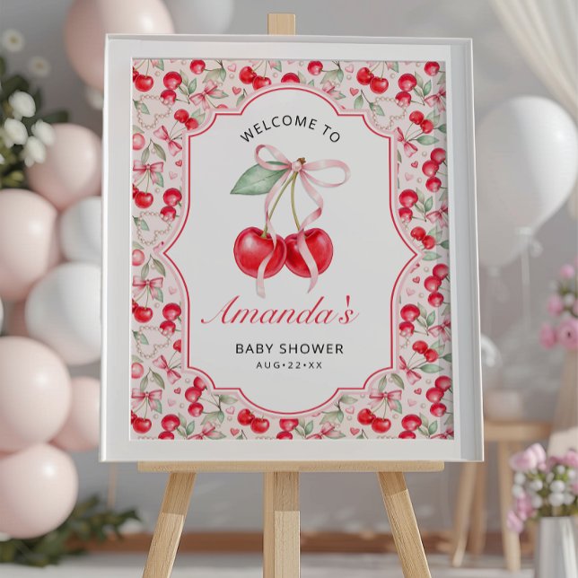 Cherry Baby Dusche Begrüßungsschild Poster (Baby Shower Welcome Poster )