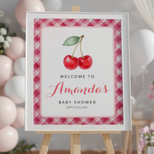 Cherry Baby Dusche Begrüßungszeichen mit Pink Ging Poster
