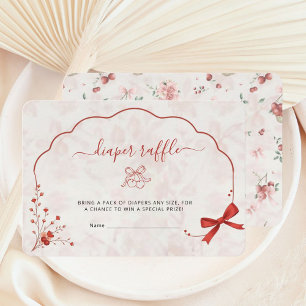 Cherry Baby Dusche rosa Bow Diaper Raffel Begleitkarte