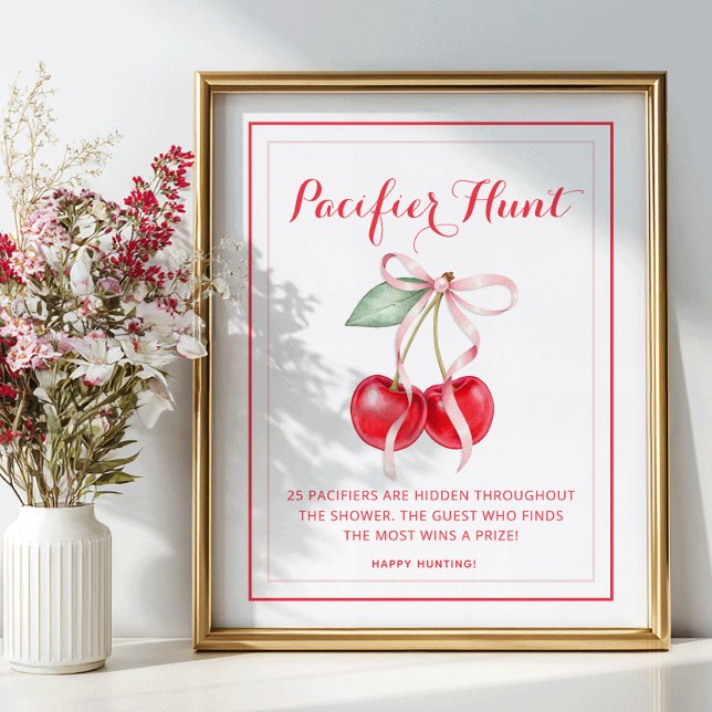 Cherry Baby Dusche Schnuller Jagdspiel Schild (Pacifier Hunt Game)