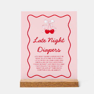 Cherry Baby Dusche Spätnachtsdiapers Spiel Acrylschild