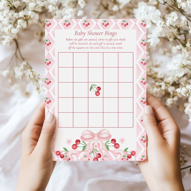 Cherry Baby Shower Bingo Game Card Einladung (Von Creator hochgeladen)