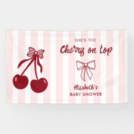 Cherry Baby Shower Cherry on Top Coquette Bows Banner