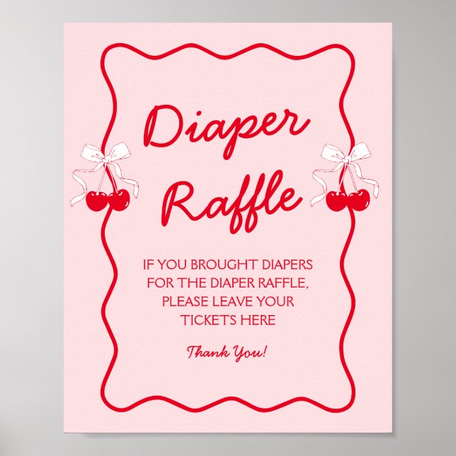 Cherry Baby Shower Diaper Raffle Poster (Vorne)