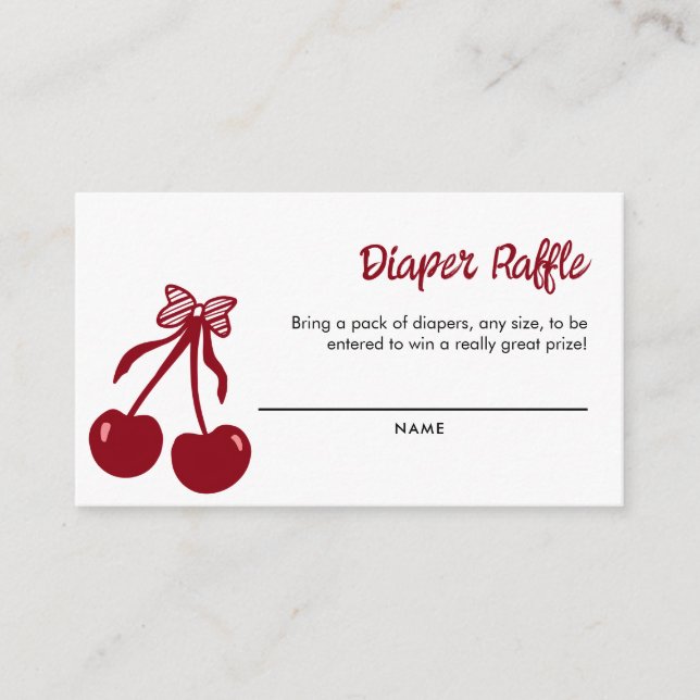 Cherry Baby Shower Diaper Raffle Ticket Game Begleitkarte (Vorderseite)