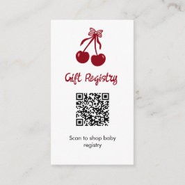 Cherry Baby Shower Gift Registry QR Code Sweet Bow Begleitkarte