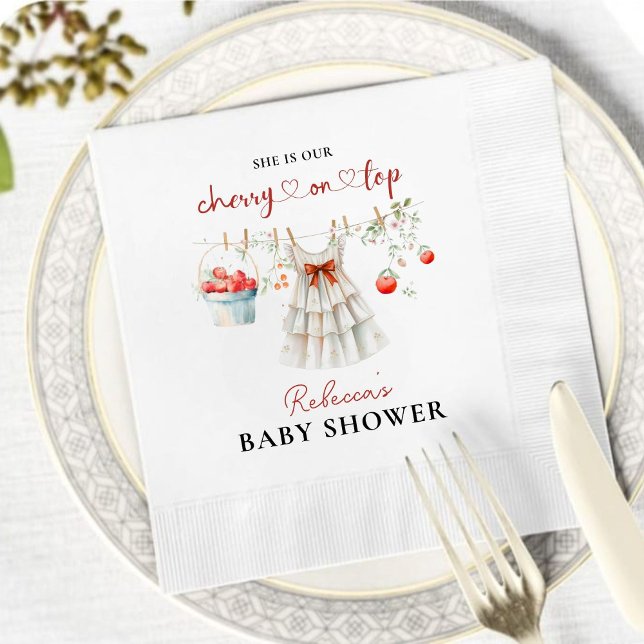 Cherry Baby Shower Napkins - Elegante Wasserfarbe Serviette (Von Creator hochgeladen)