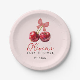 Cherry Baby Shower Paper Plates for Girl Party Pappteller