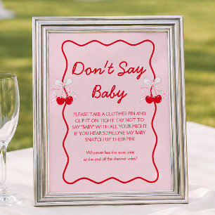 Cherry Baby Shower Say Baby Game nicht Poster