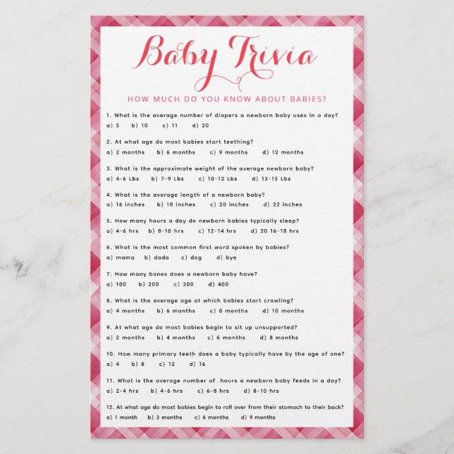 Cherry Baby Trivia Game | Kinderdusche (Vorderseite)